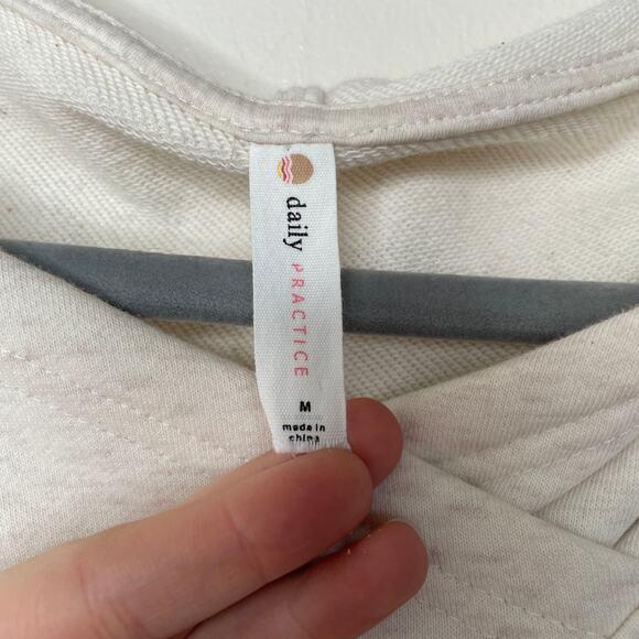 Anthropologie Daily Practice Twist Collar Hoodie in Oatmeal Sz M Beige - Picture 3 of 11